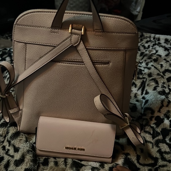 Blush pink small back pack new never used wit wallet